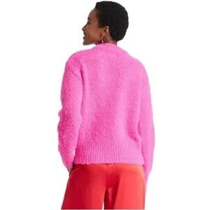 Universal Thread Womens XS Hot Pink Fuzzy Brushed Pullover Crewneck Sweater